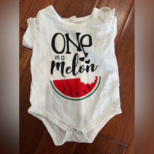 Cute Watermelon Print White Baby Bodysuit